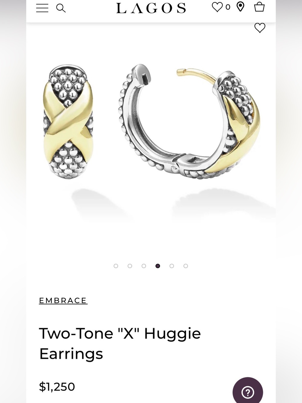 Lagos two-tone “X” huggie earrings